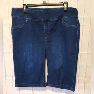 Falls Creek XL Dark Wash Denim Bermuda Shorts Elastic Waist